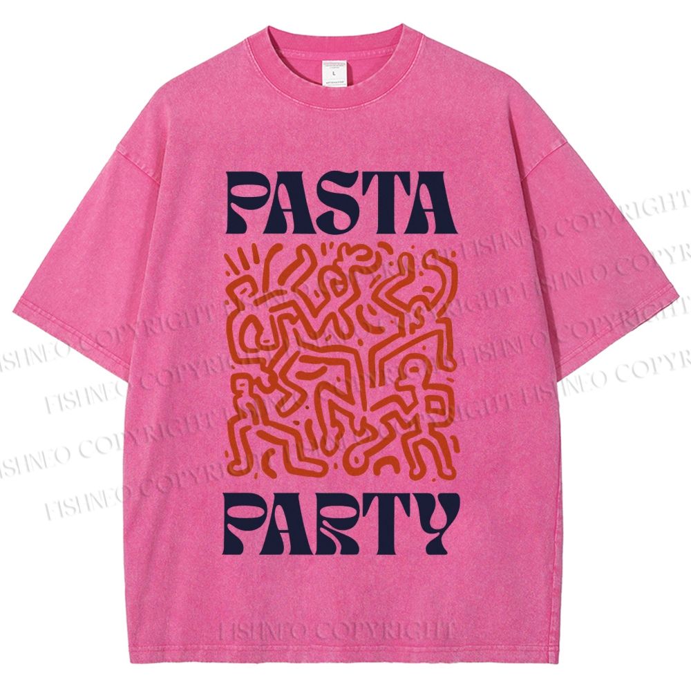 Unisex Pasta Party Printed Washed Tee