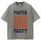 Unisex Pasta Party Printed Washed Tee