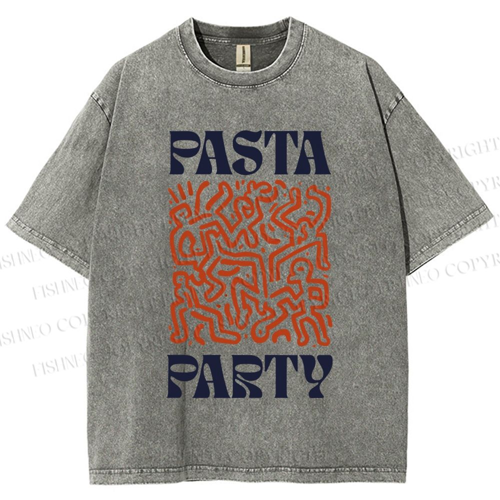 Unisex Pasta Party Printed Washed Tee