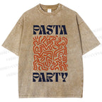 Unisex Pasta Party Printed Washed Tee