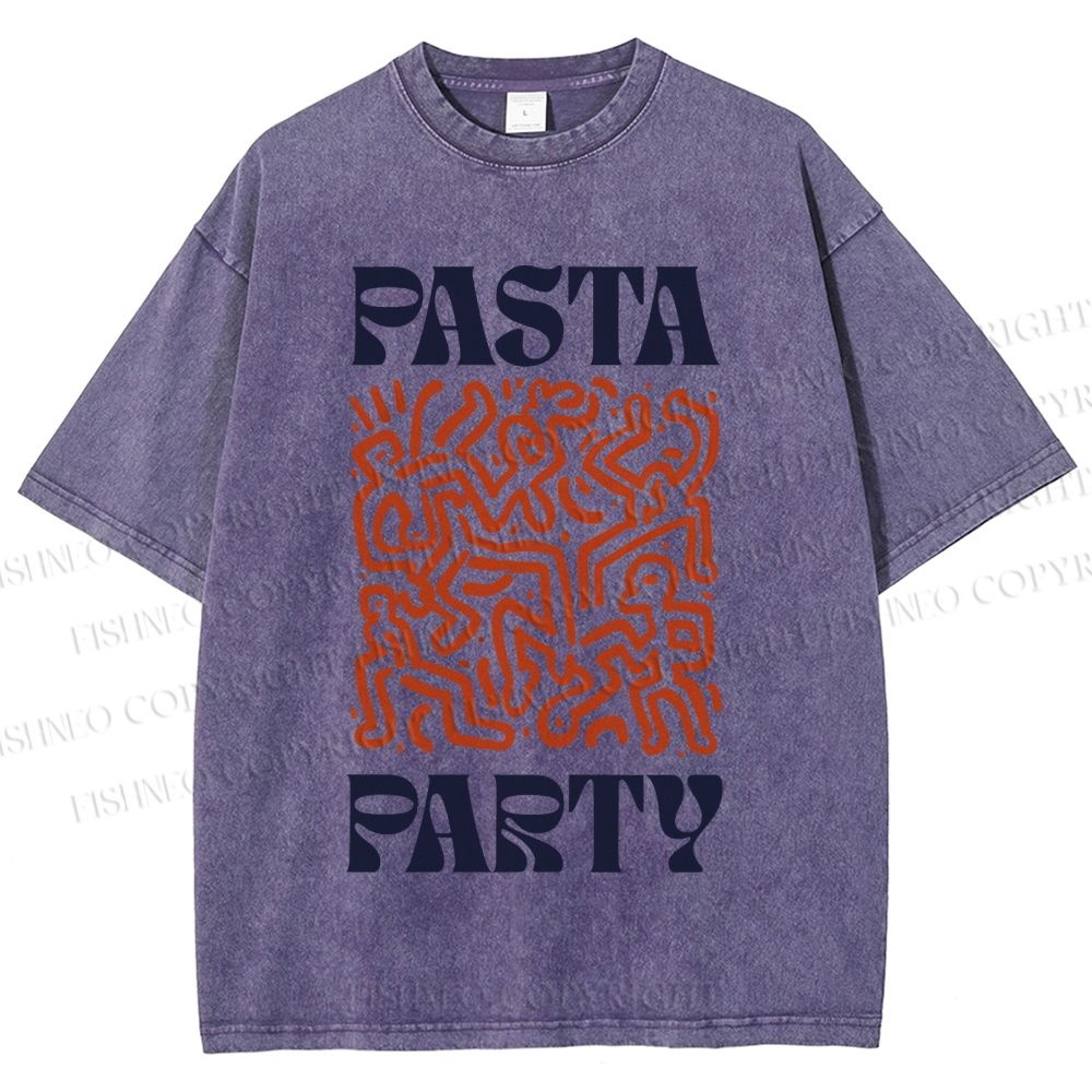 Unisex Pasta Party Printed Washed Tee
