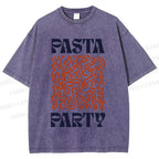 Unisex Pasta Party Printed Washed Tee