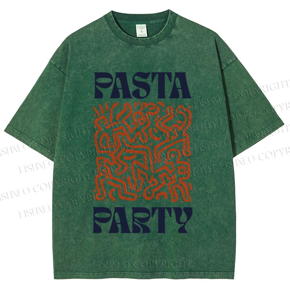 Unisex Pasta Party Printed Washed Tee