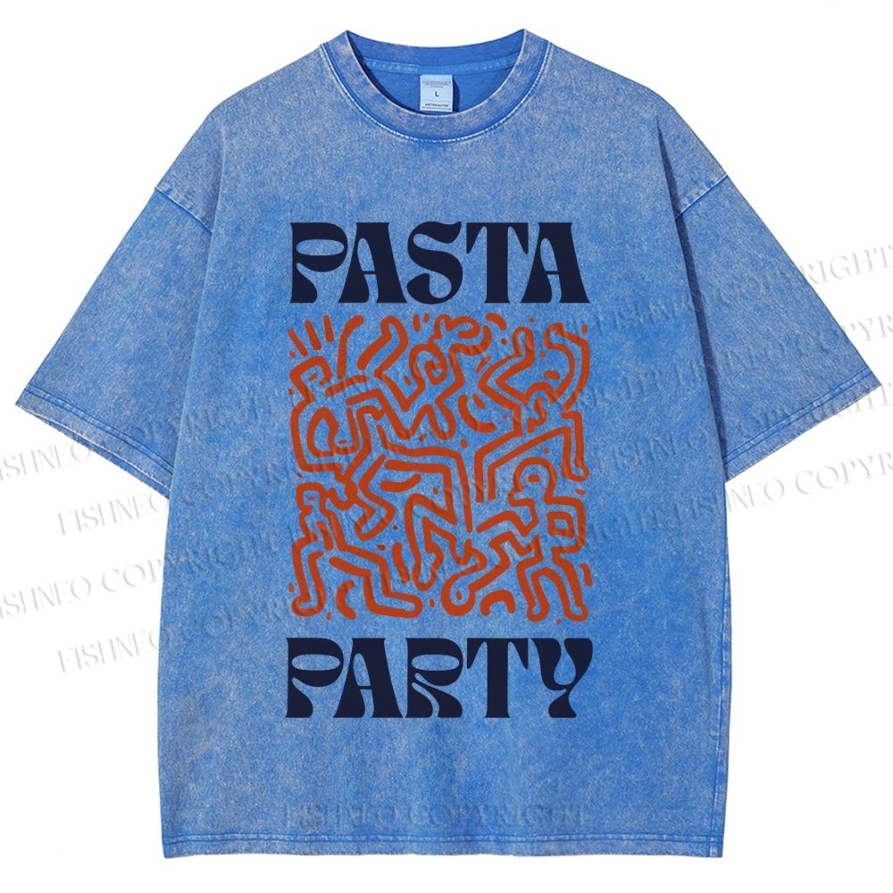 Unisex Pasta Party Printed Washed Tee