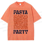 Unisex Pasta Party Printed Washed Tee