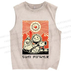 Unisex Sun Power Printed Washed Tank Top