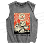 Unisex Sun Power Printed Washed Tank Top
