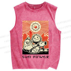 Unisex Sun Power Printed Washed Tank Top