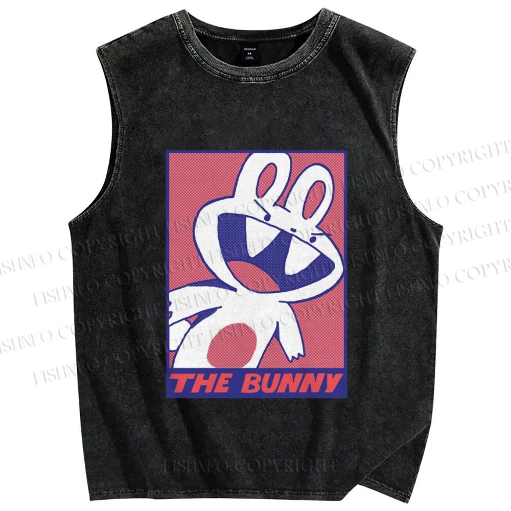 Unisex The Bunny Rabbit Printed Washed Tank Top