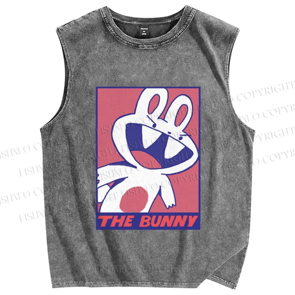 Unisex The Bunny Rabbit Printed Washed Tank Top