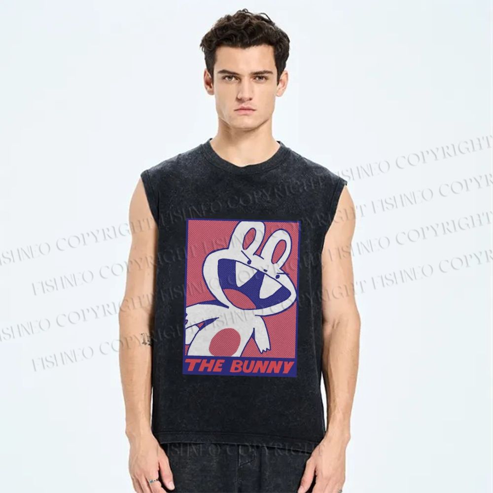 Unisex The Bunny Rabbit Printed Washed Tank Top