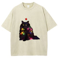 Christmas Lights Cat Washed T-Shirt