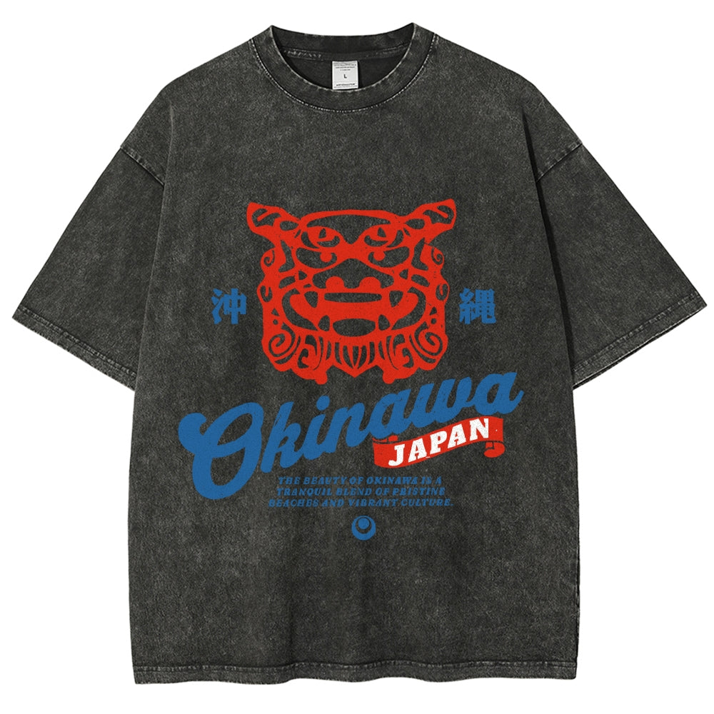 Okinawa Shisa Vintage Wash Japanese Design T-Shirt