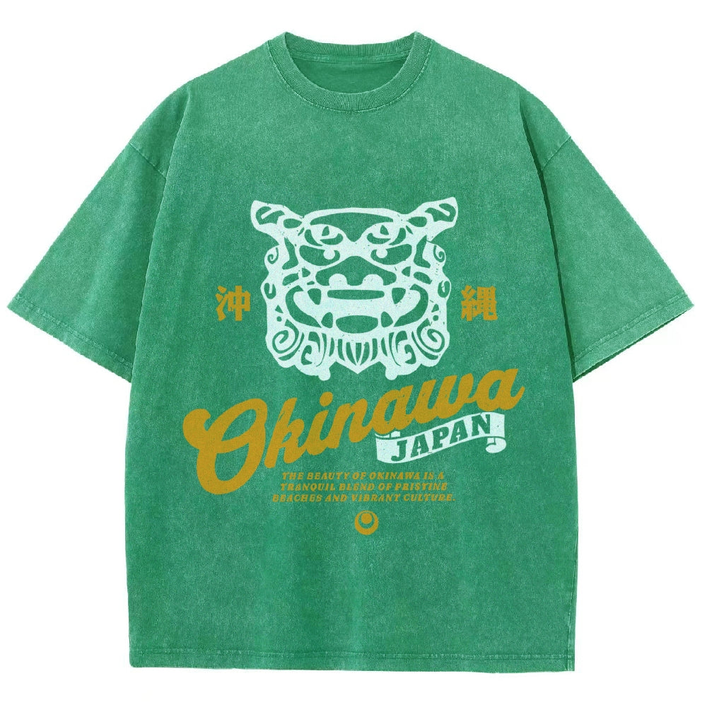 Okinawa Shisa Vintage Wash Japanese Design T-Shirt