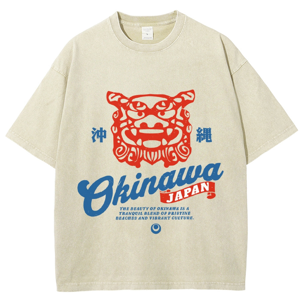Okinawa Shisa Vintage Wash Japanese Design T-Shirt