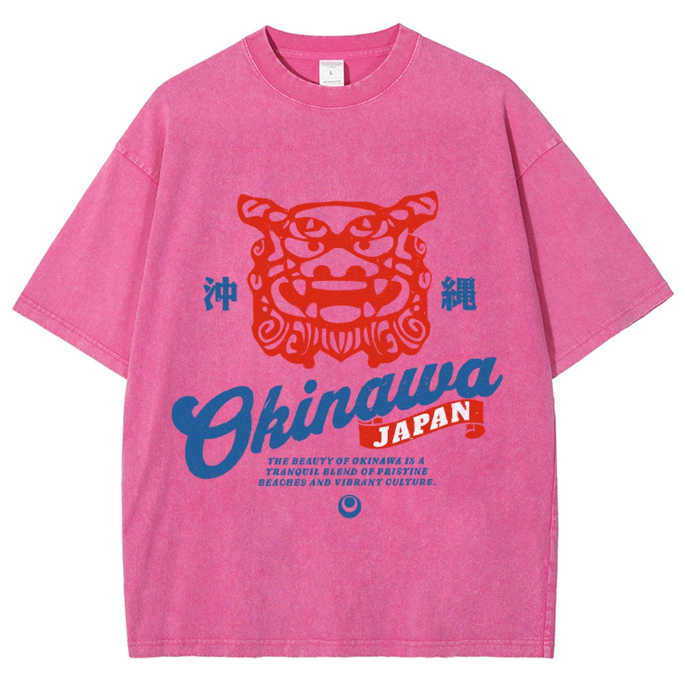 Okinawa Shisa Vintage Wash Japanese Design T-Shirt