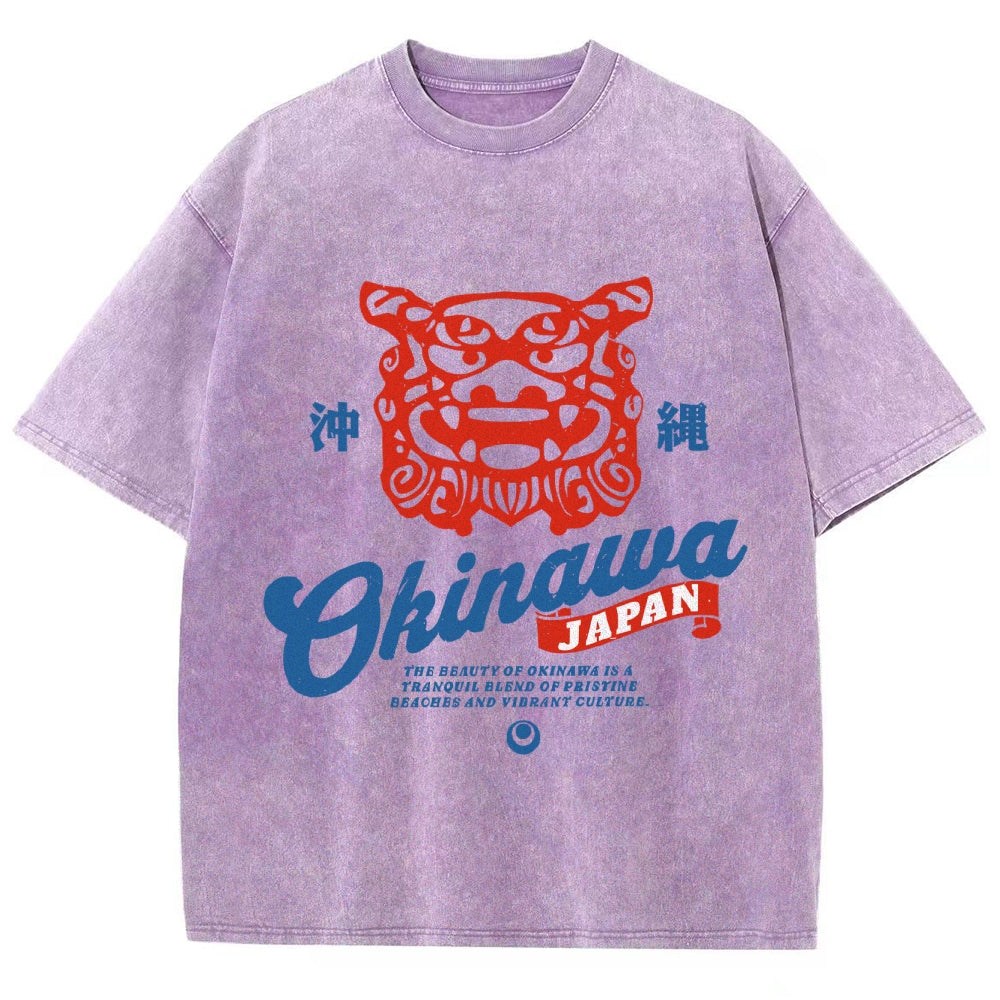 Okinawa Shisa Vintage Wash Japanese Design T-Shirt