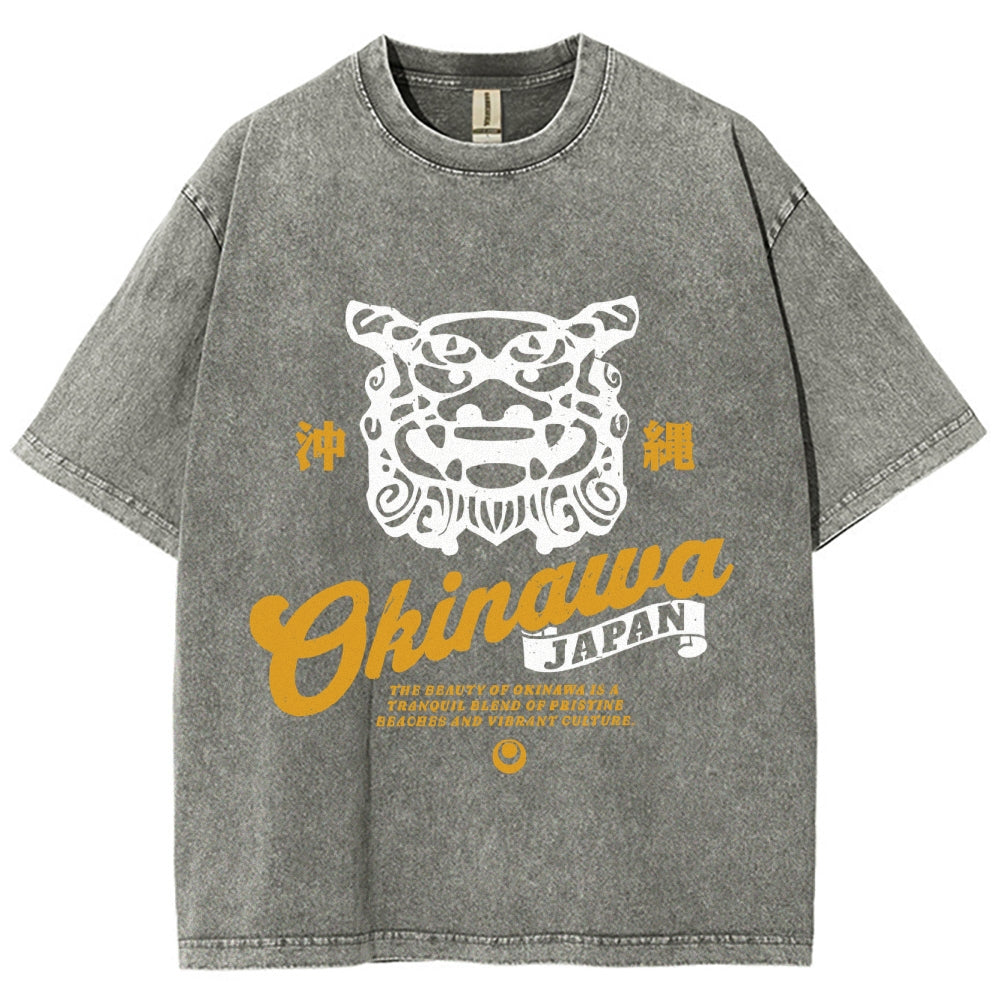 Okinawa Shisa Vintage Wash Japanese Design T-Shirt