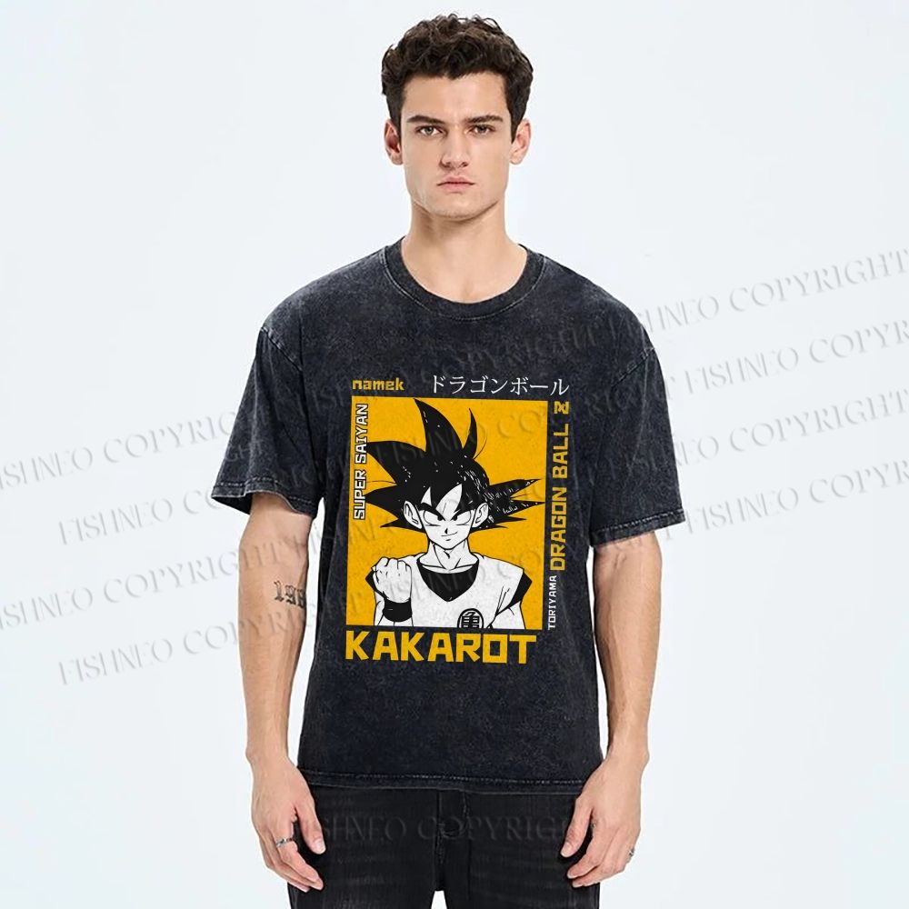 Unisex Goku Printed Washed Tee