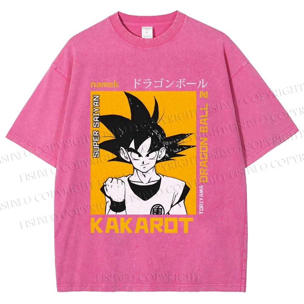 Unisex Goku Printed Washed Tee