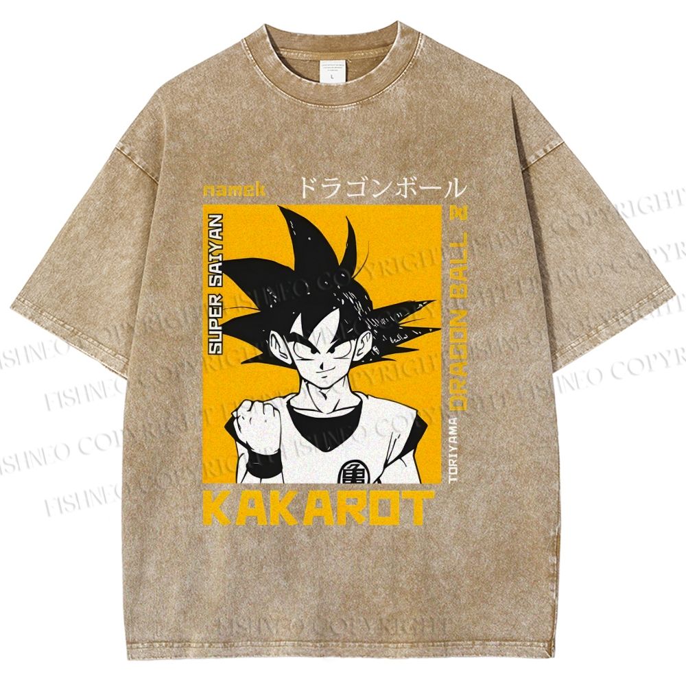 Unisex Goku Printed Washed Tee
