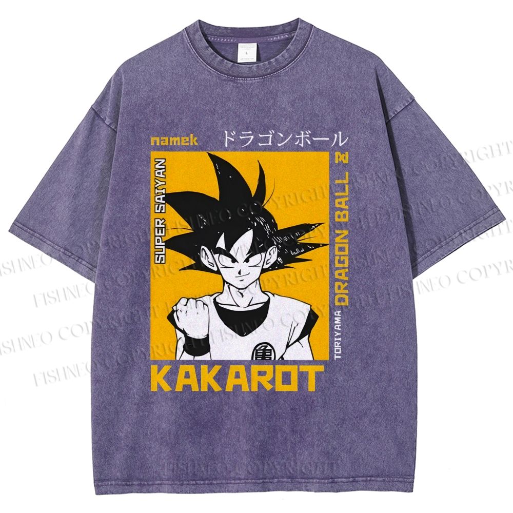 Unisex Goku Printed Washed Tee