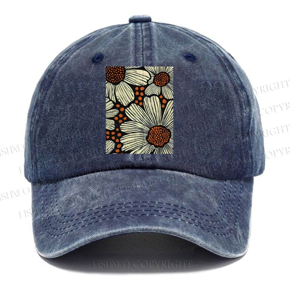 Unisex Vintage Casual Yayoi Kusama Vintage Washed Cap
