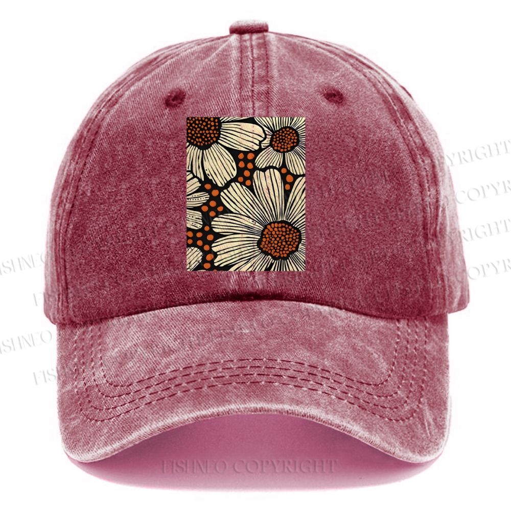 Unisex Vintage Casual Yayoi Kusama Vintage Washed Cap