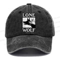 Unisex Vintage Casual Shadow Wolf Alone Washed Cap