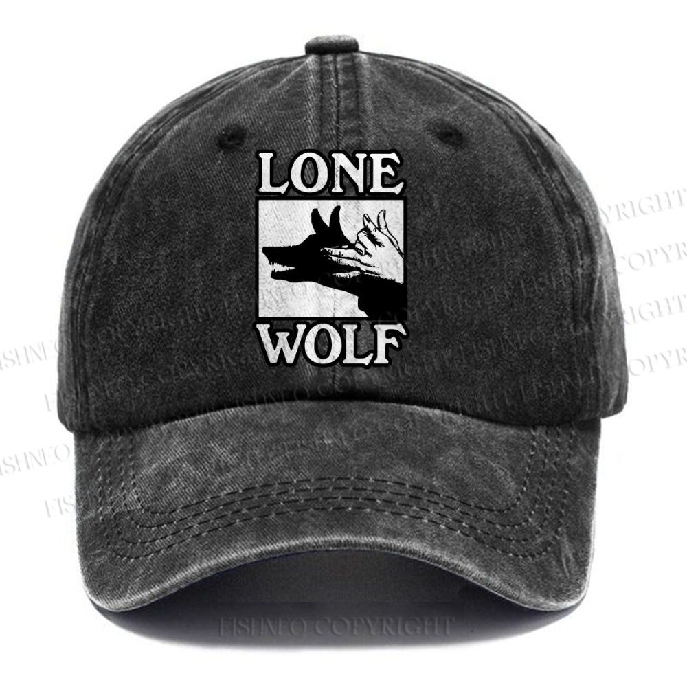 Unisex Vintage Casual Shadow Wolf Alone Washed Cap
