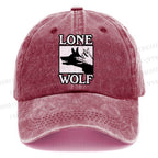 Unisex Vintage Casual Shadow Wolf Alone Washed Cap