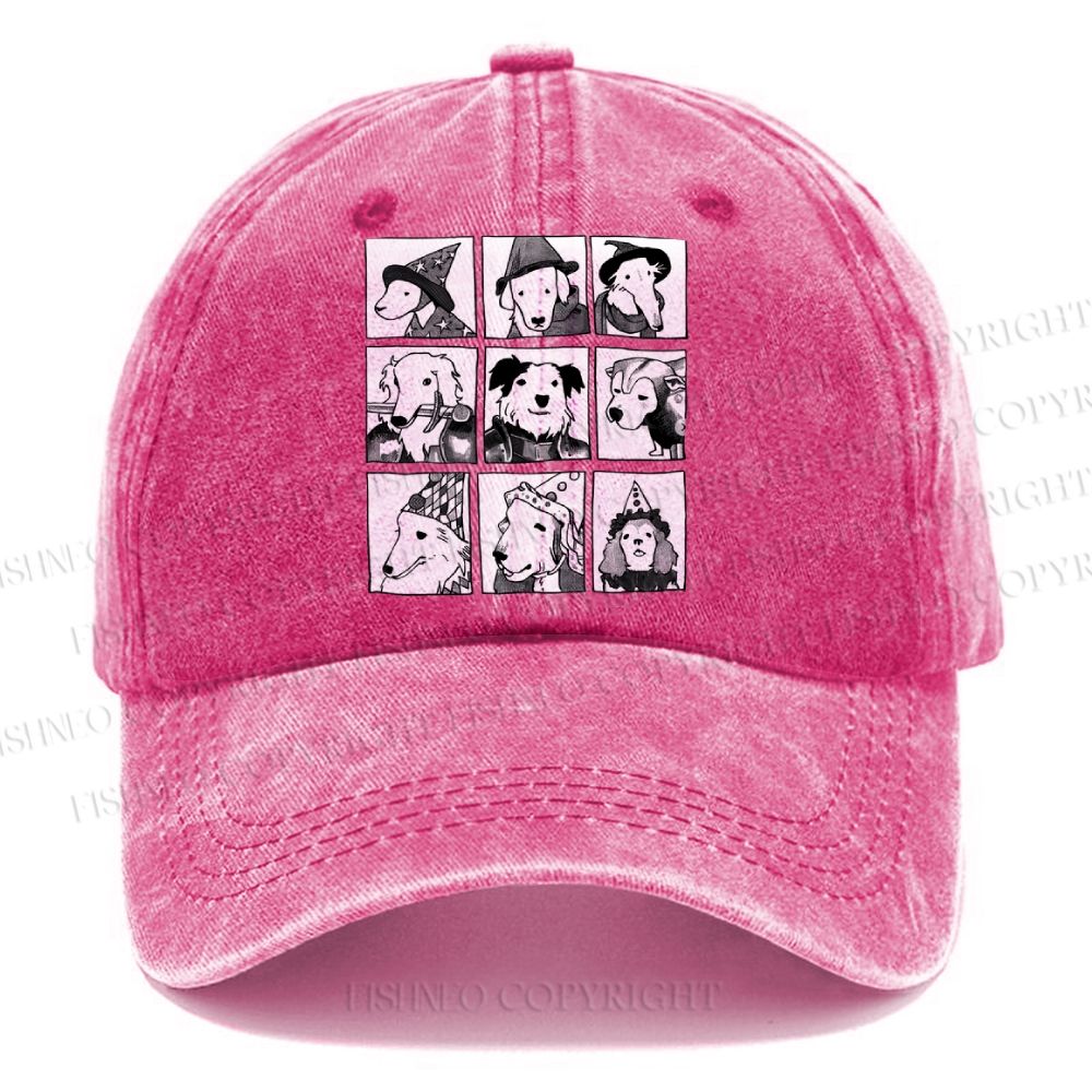 Unisex Vintage Casual Choose Your Doggy Fighters Washed Cap