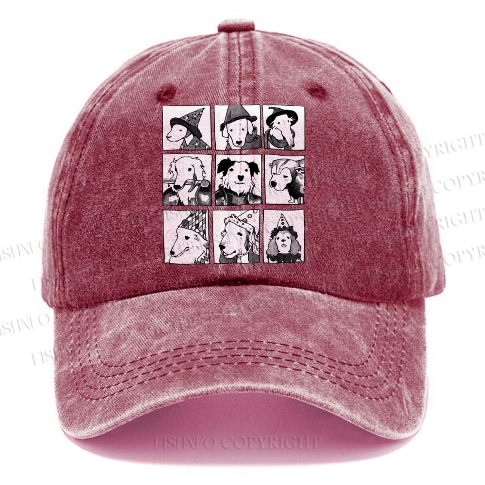 Unisex Vintage Casual Choose Your Doggy Fighters Washed Cap