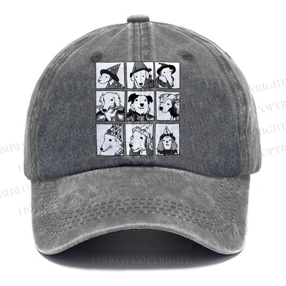 Unisex Vintage Casual Choose Your Doggy Fighters Washed Cap
