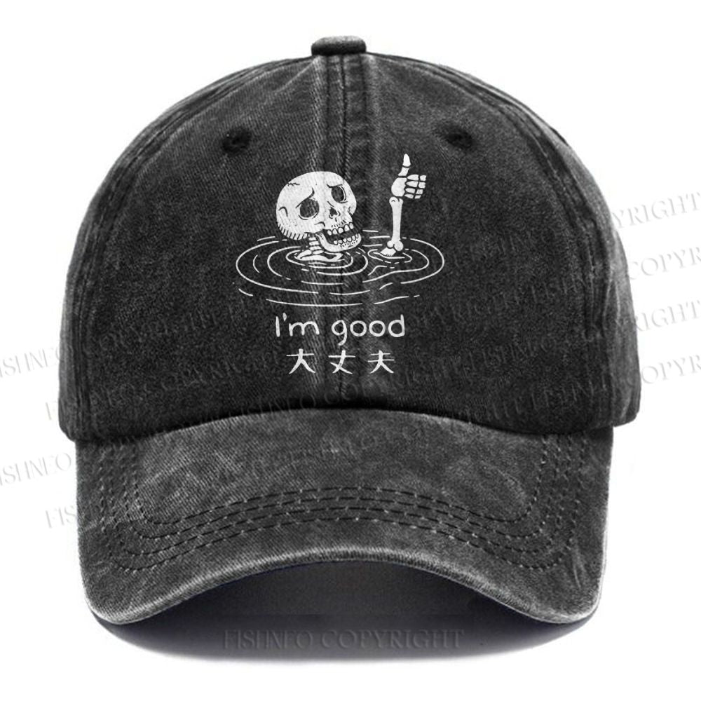 Unisex Vintage Casual Drowned Skeleton Washed Cap