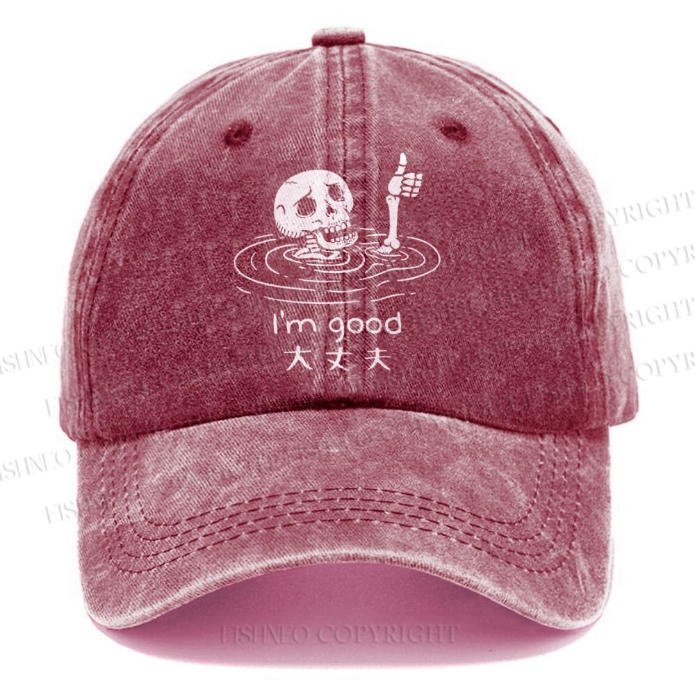 Unisex Vintage Casual Drowned Skeleton Washed Cap