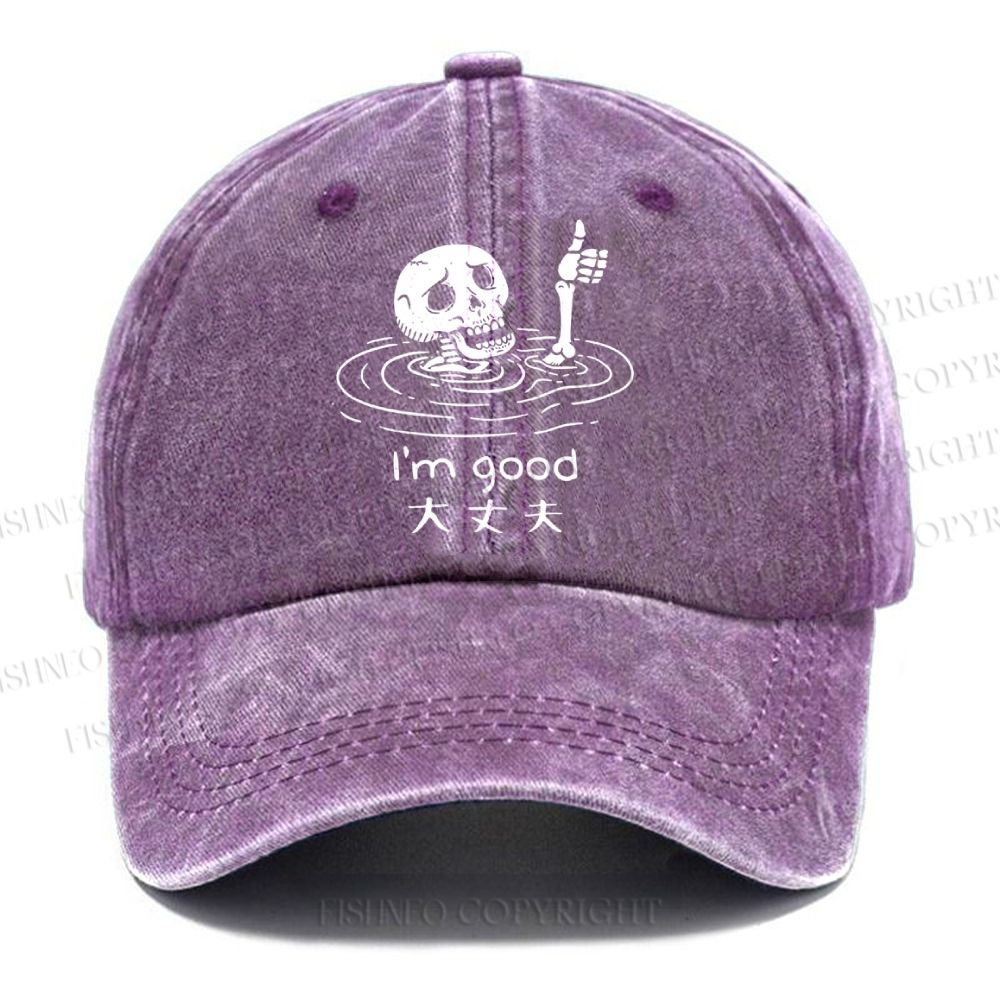 Unisex Vintage Casual Drowned Skeleton Washed Cap