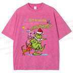 Unisex Christmas Grinch Printed Washed Tee