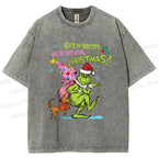 Unisex Christmas Grinch Printed Washed Tee