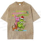 Unisex Christmas Grinch Printed Washed Tee
