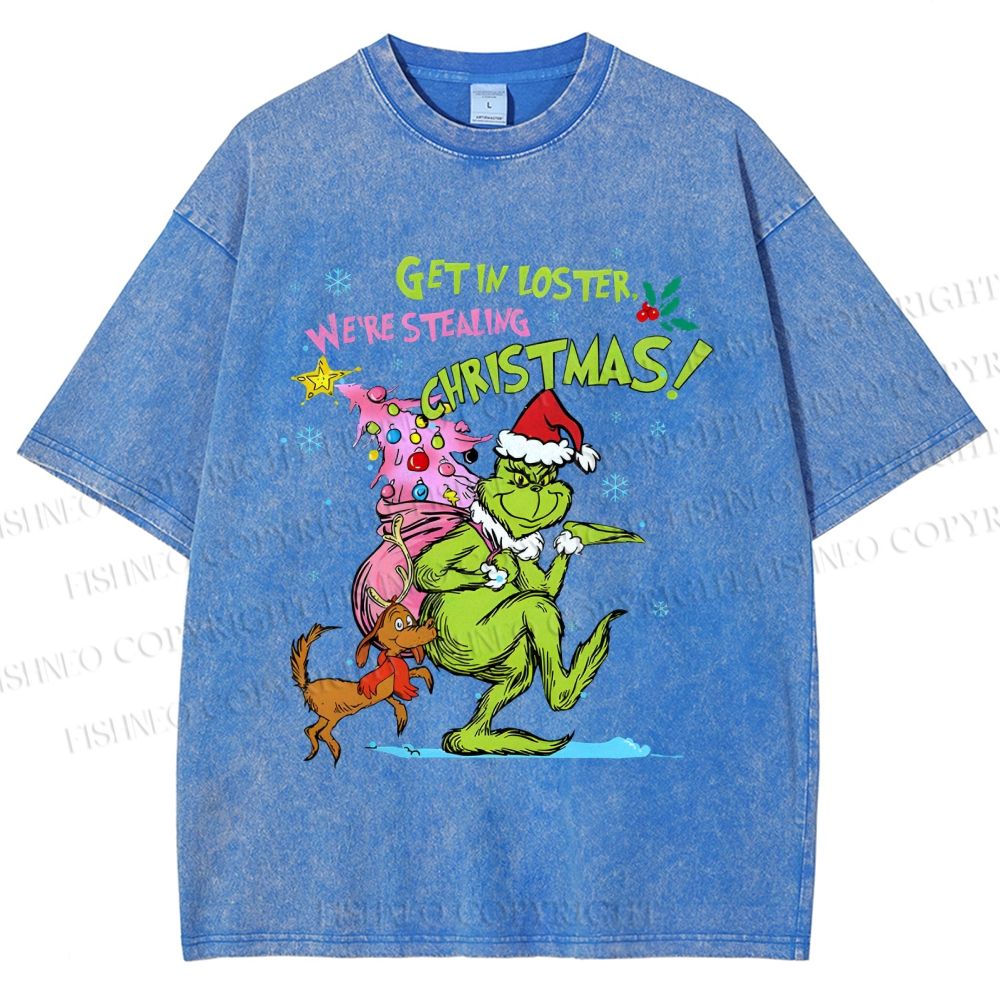 Unisex Christmas Grinch Printed Washed Tee