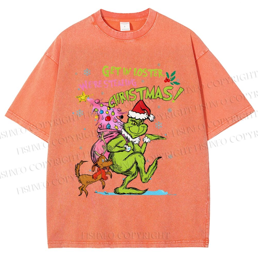 Unisex Christmas Grinch Printed Washed Tee