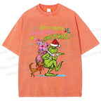 Unisex Christmas Grinch Printed Washed Tee