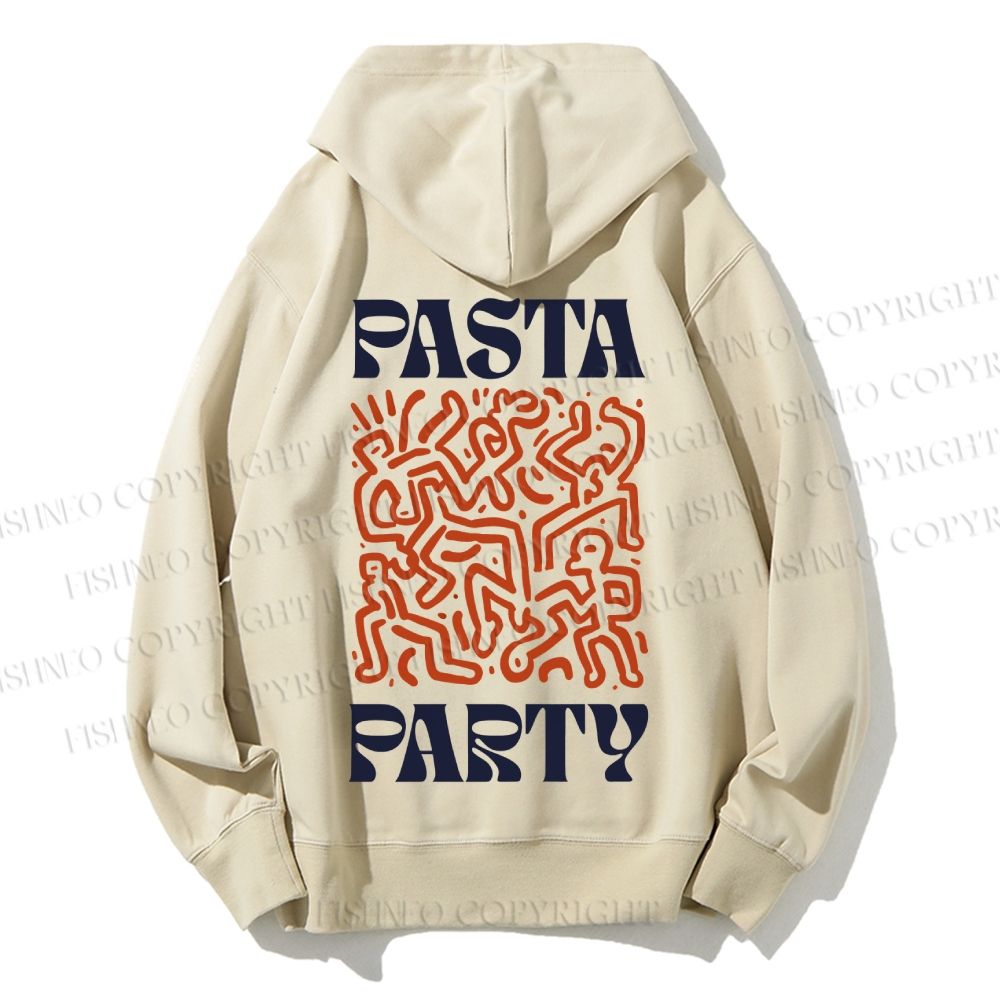 Unisex Casual Cotton Pasta Party Printed Hoodie