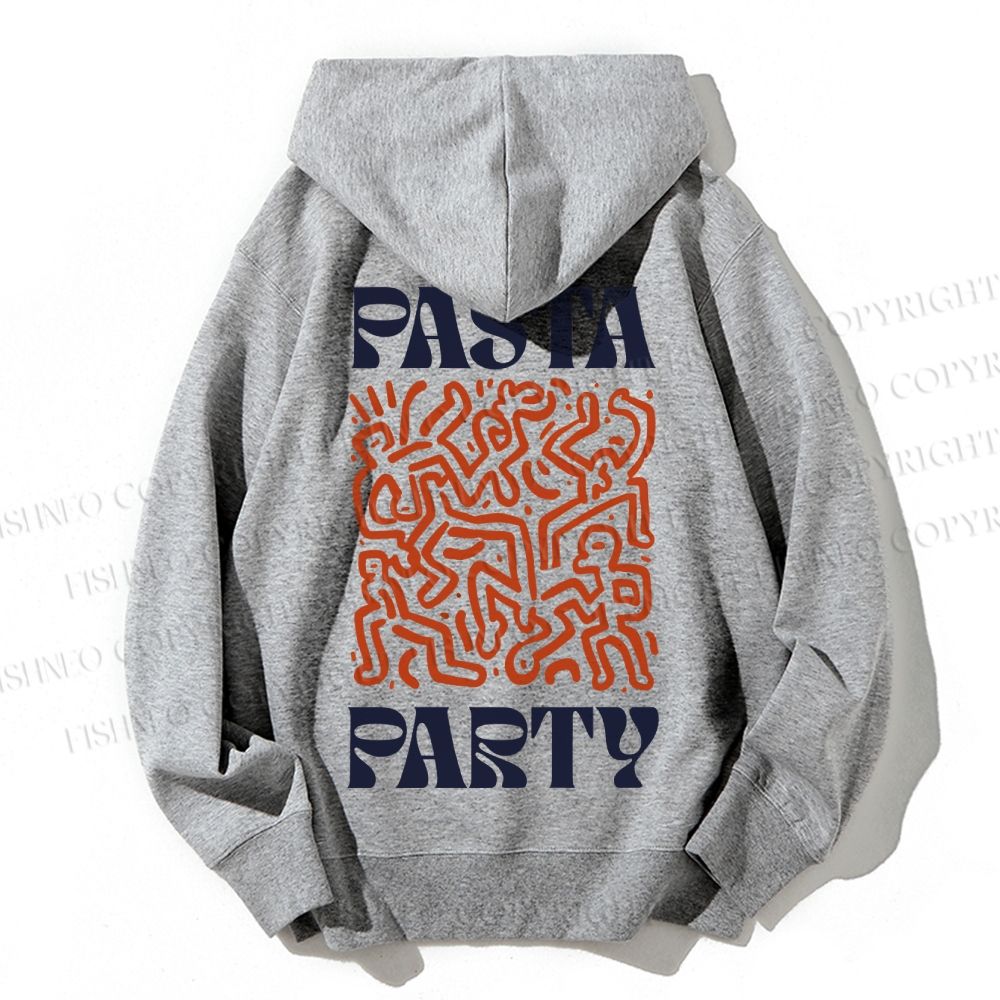 Unisex Casual Cotton Pasta Party Printed Hoodie