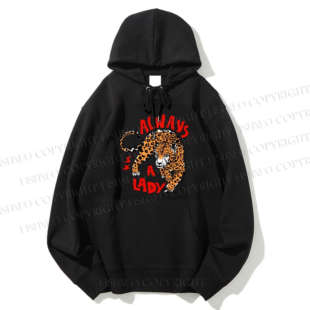 Unisex Casual Cotton Always A Lady Leopard Printed Hoodie