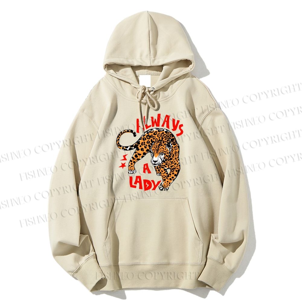 Unisex Casual Cotton Always A Lady Leopard Printed Hoodie