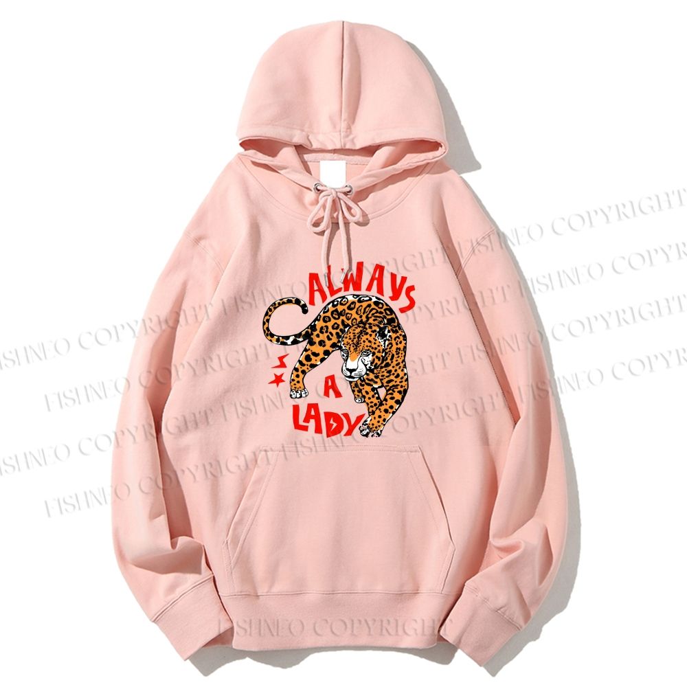 Unisex Casual Cotton Always A Lady Leopard Printed Hoodie