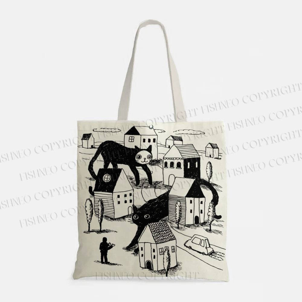 Giant Cat Village Tote Bag