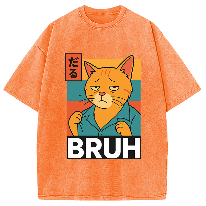 Funny Cat Bruh Meme Washed T-Shirt
